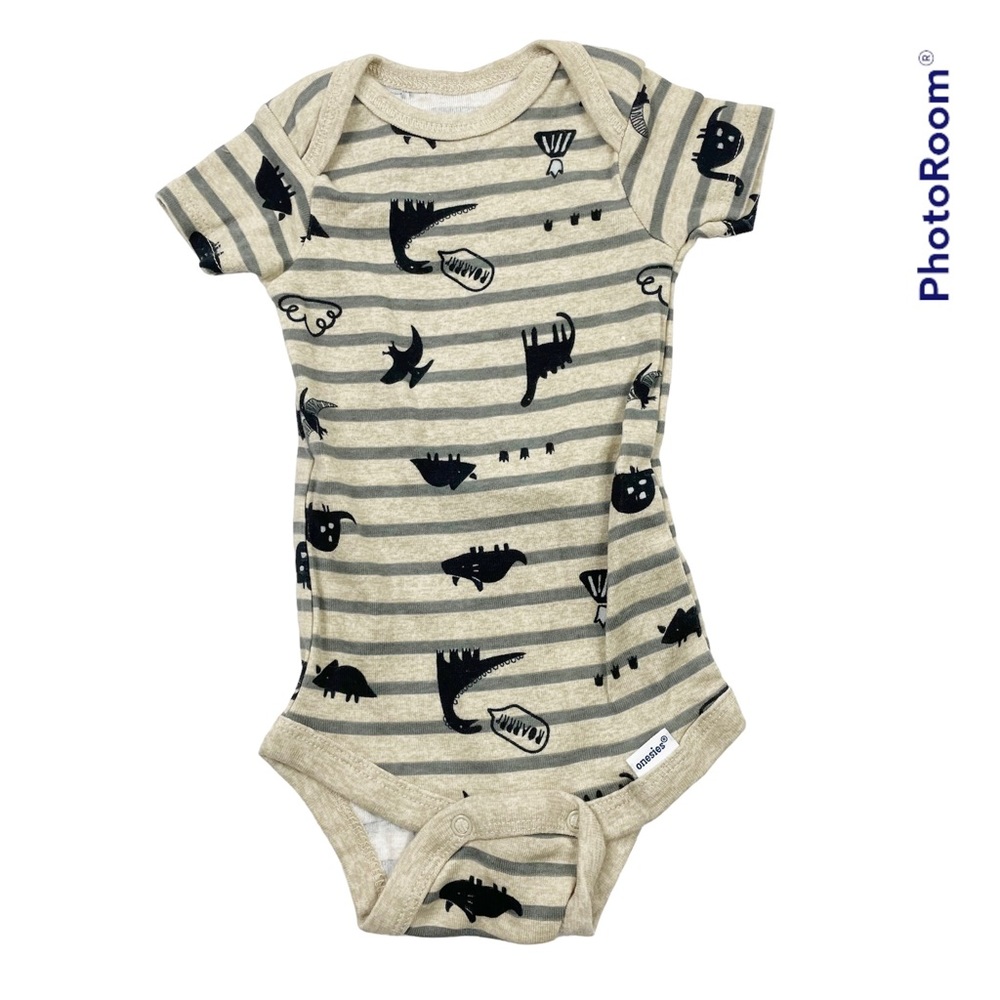 5/$25 Dinosaur Striped Onesie Bodysuit